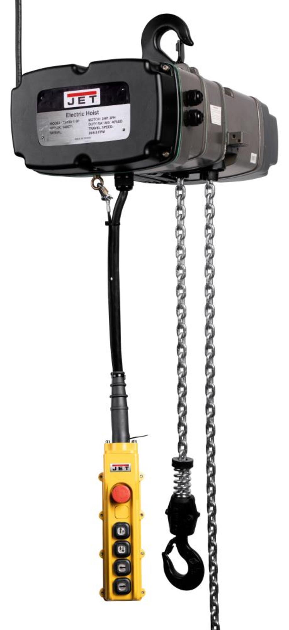 JET TS100-015 1T Electric Hoist 460V with Trolley and 4 Button Pendant 144005K from JET