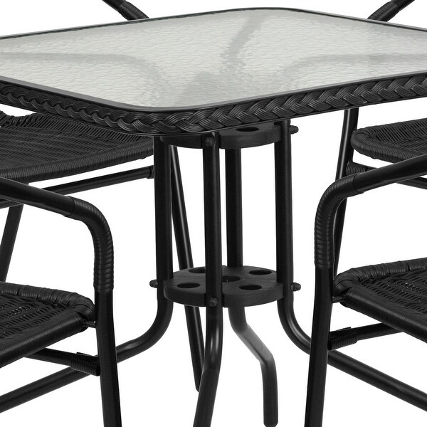 Powdercoated Aluminum/ Rattan Lightweight 5piece Outdoor Dining Set