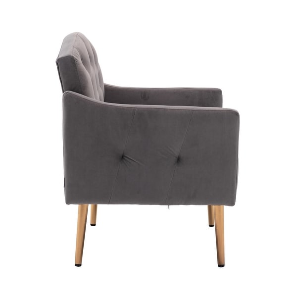 Velvet Upholstered Tufted Accent Chair With Golden feet