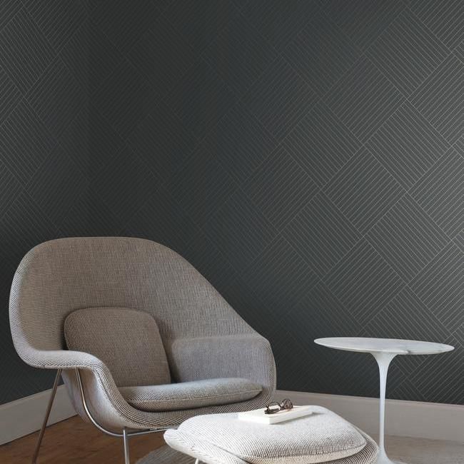 Twisted Tailor Wallpaper in Charcoal from the Geometric Resource Collection