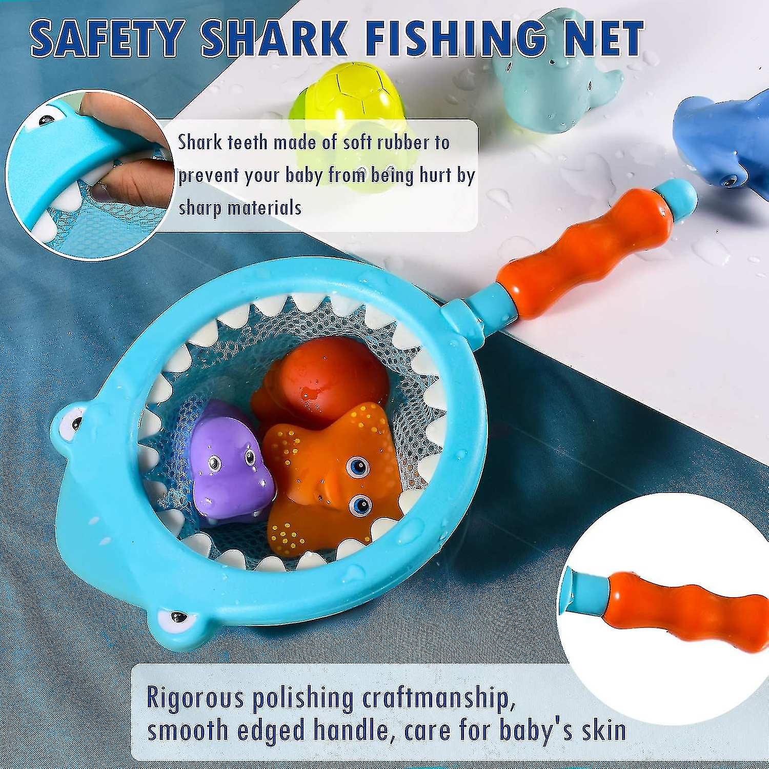 Baby Bath Toys For Toddler With Shark Bath Toy Fishing Floating Squirts Bath Toy For Kids