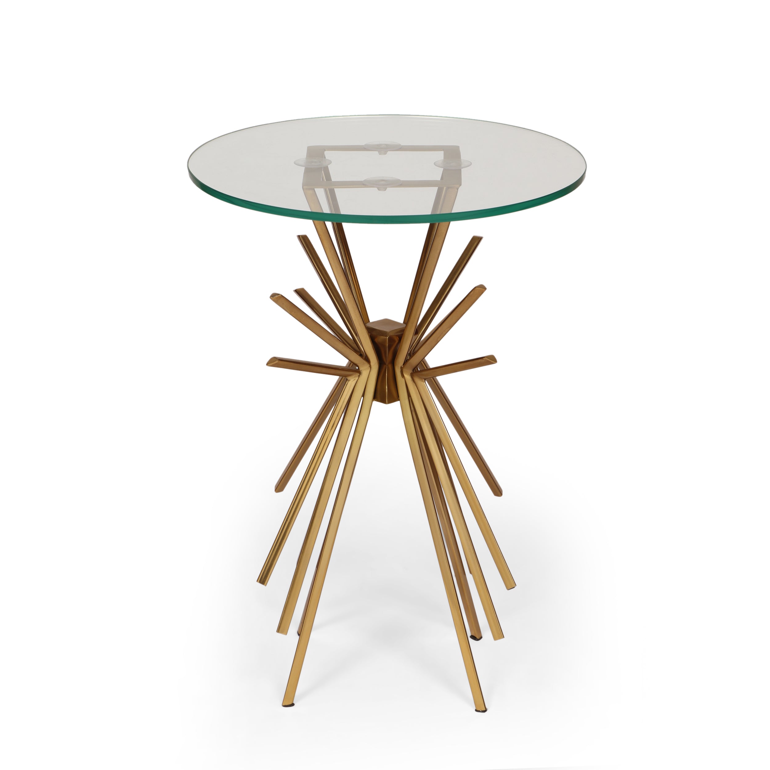 Martha Modern Glam Sunburst Accent Table with Tempered Glass Top