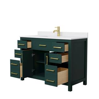 Wyndham Collection Beckett 48 in. W x 22 in. D x 35 in. H Single Sink Bathroom Vanity in Green with White Cultured Marble Top WCG242448SGDWCUNSMXX