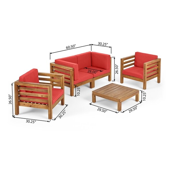 Oana Outdoor 4seat Acacia Loveseat Chat Set with Cushions by Christopher Knight Home