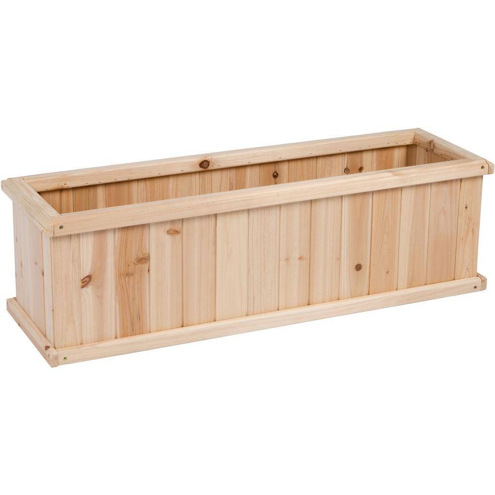 Shine Company 40 in. L x 12 in. W x 12.5 in. H Rectangle Natural Cedar Raised Garden Bed Box Planter Large Plant Pot Wooden Box 5103N