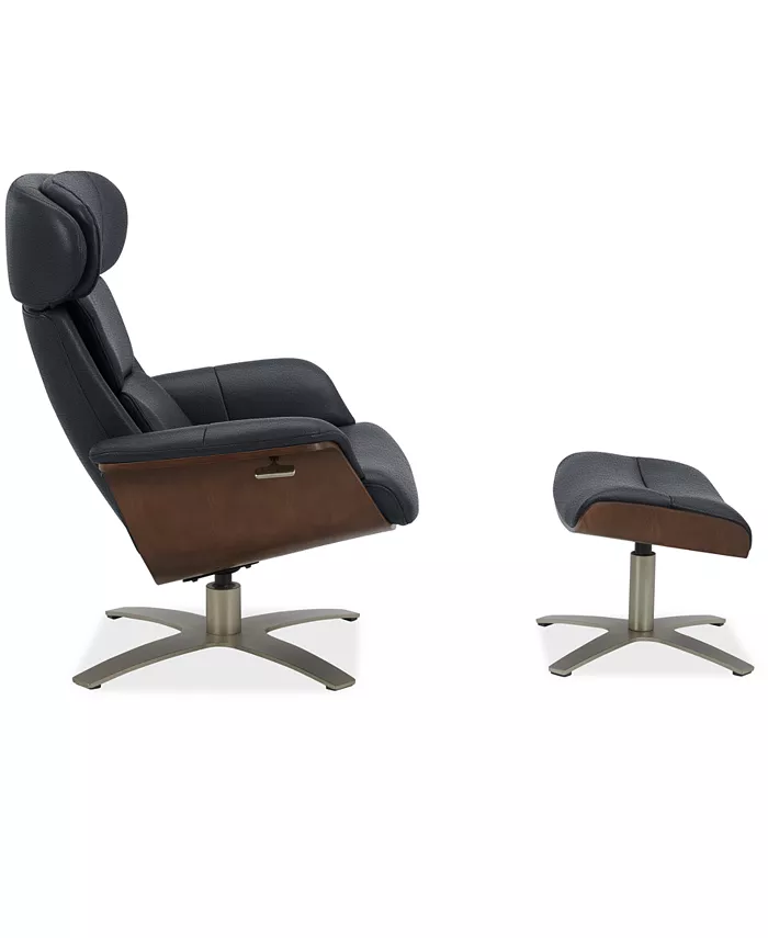 Furniture Janer Leather Swivel Chair and Ottoman Set