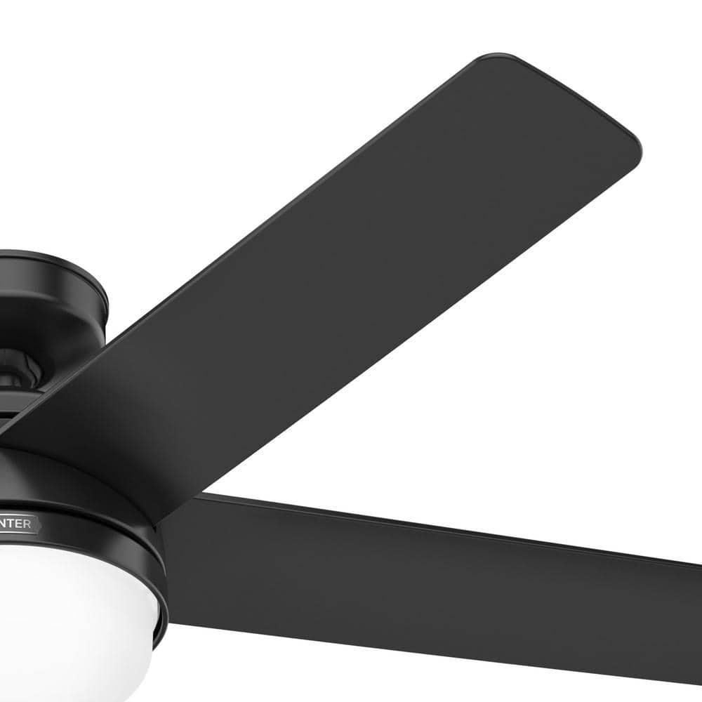 Hunter Yuma 52 in IndoorOutdoor Matte Black Ceiling Fan with Remote and Light Kit