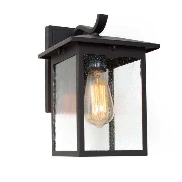 Metal seeded Glass Square Outdoor Wall Light Matte Black Lnc