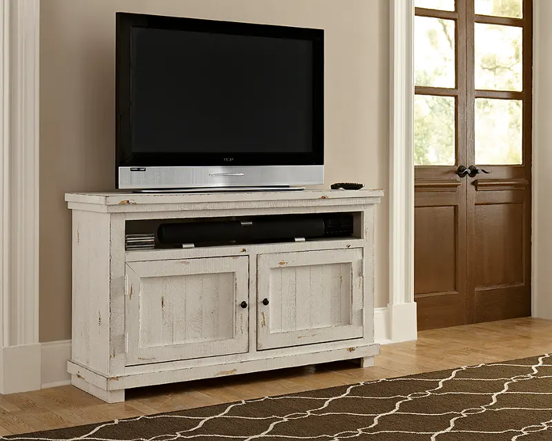 Willow Distressed White 54 TV Stand