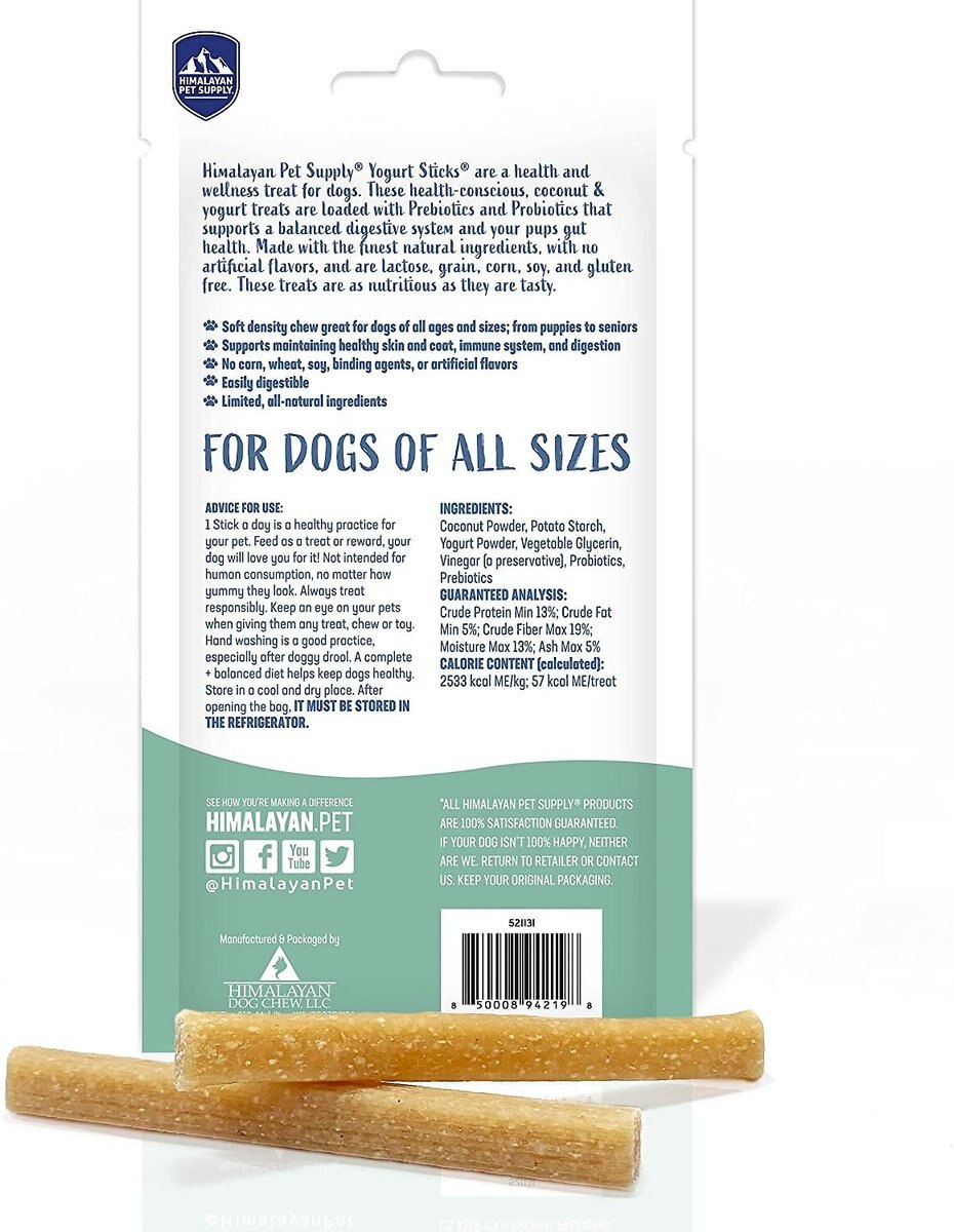 Himalayan Pet Supply Yogurt Sticks Yogurt Flavor Dog Treats， 4.8-oz bag