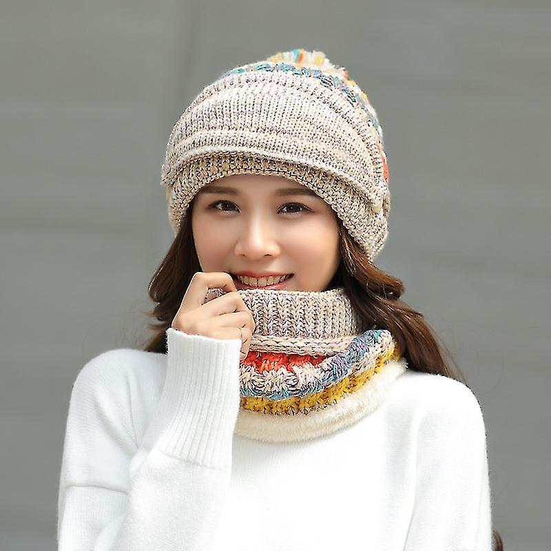 Winter Hats For Women， Women Winter Beanie Hat Women Knitted Hat Scarf Mask Set With Face Cover3pcsmixed Color