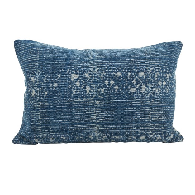 Oversized Striped And Swirls Distressed Down Filled Lumbar Throw Pillow Blue Saro Lifestyle