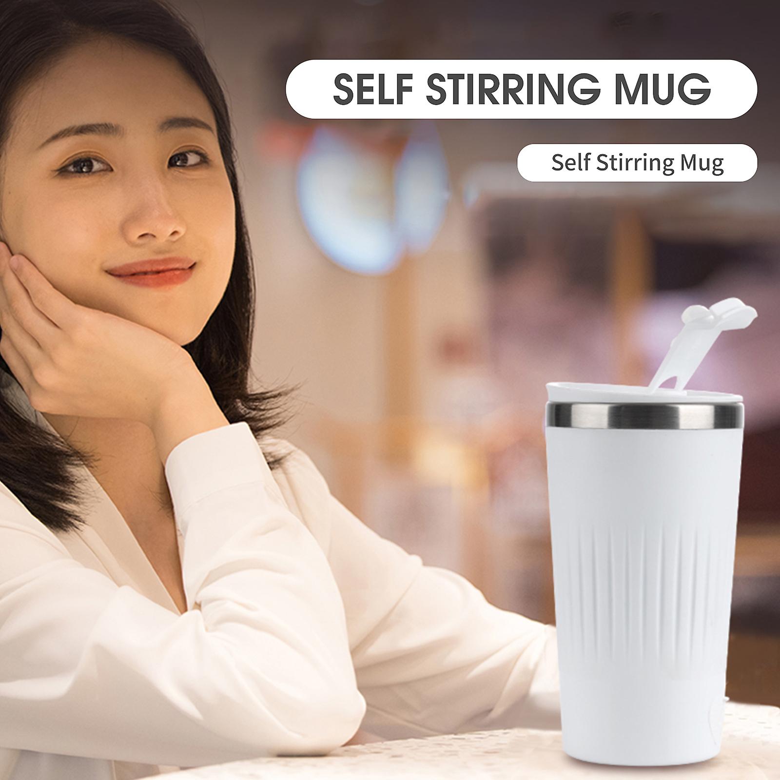 White 300ml Self Stirring Mug With Lid 3 Speeds Automatic Magnetic Stirring Coffee Cup Electric Stainless Steel Self Mixing Coffee Cup For Coffee Milk