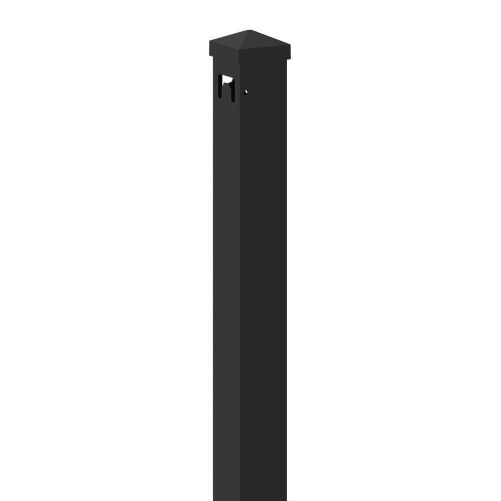 TuffBilt 2 in. x 2 in. x 70 in. Black Aluminum Fence Corner Post 73055198