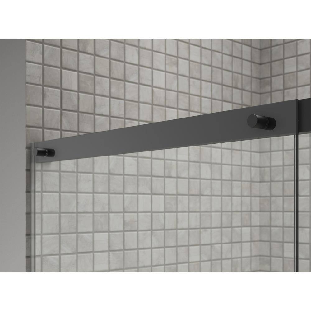 KOHLER Elate 59.625 in. W x 70.5 in. H Sliding Frameless Shower Door in Matte Black with Crystal Clear Glass K-707608-6L-BL