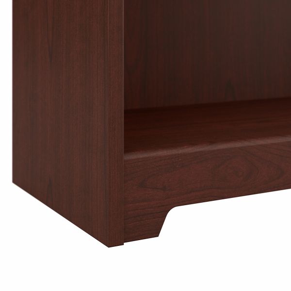 Bush Furniture Cabot 52W 3 Position Sit to Stand Corner Bookshelf Desk in Harvest Cherry