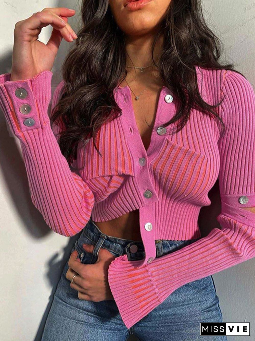 Artsu Cute Pink Kinited Cropped Top Women Y2K Ruched Crop Top Long Sleeve Camisole Top Winter Party Club Vintage