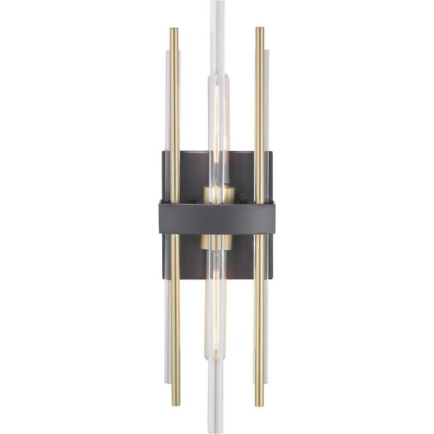 Progress Lighting Orrizo 2 light Wall Sconce Black Finish Clear Glass Shade