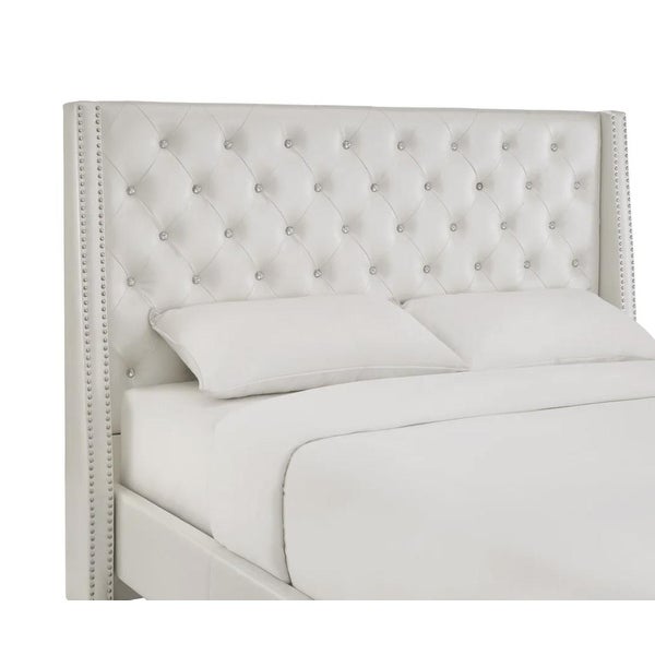 Aurora Faux Leather Crystal Tufted Wingback Headboard by iNSPIRE Q Bold - - 13371113