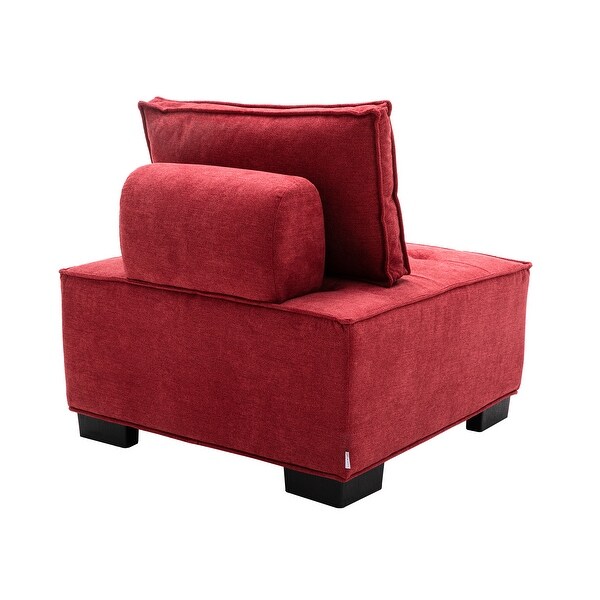 Living Room Ottoman Lazy Chair Small Accent Chair with Solid Wood Legs