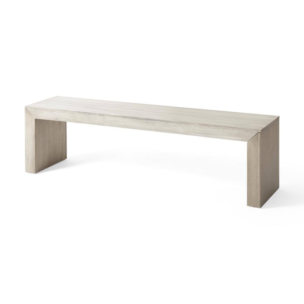 Noble House Pannell Light Gray Solid Wood Bench 70480