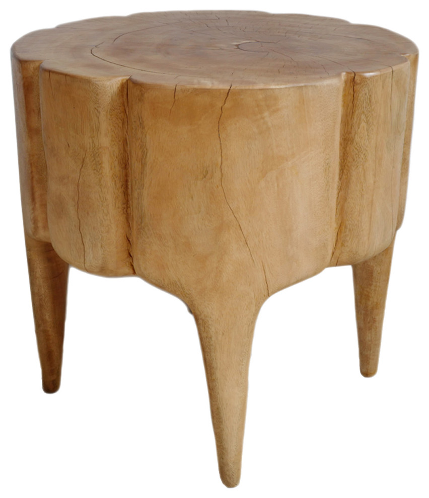 Natural Scallop Stump Stool   Rustic   Side Tables And End Tables   by Design Mix Furniture  Houzz