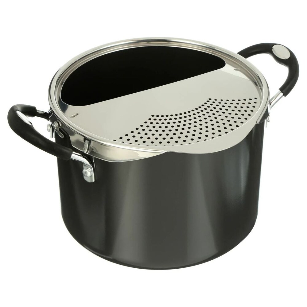 6 Quart Lock and Drain Charcoal Gray Pasta Pot