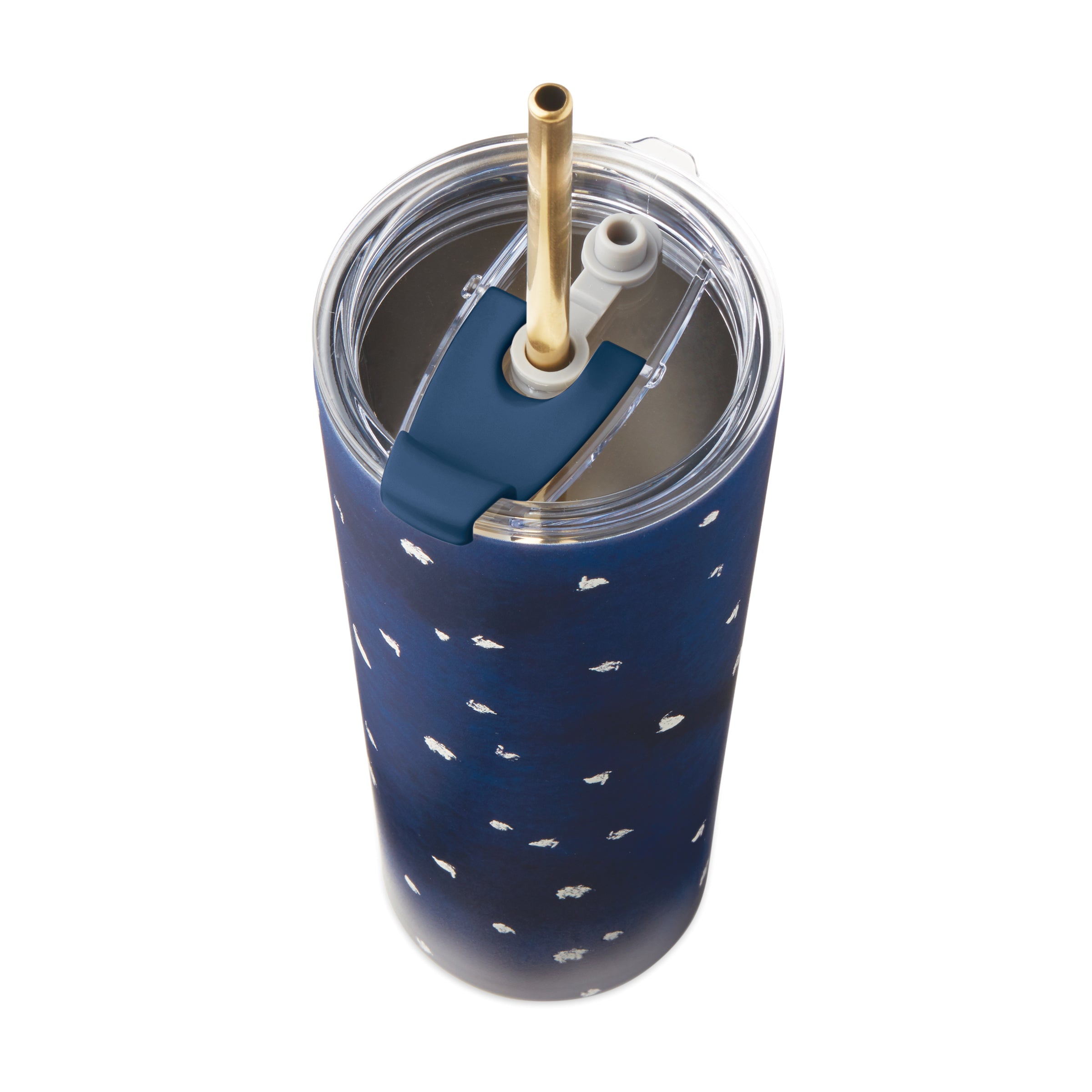 Blue Bay Dot Stainless Steel Tumbler With Straw