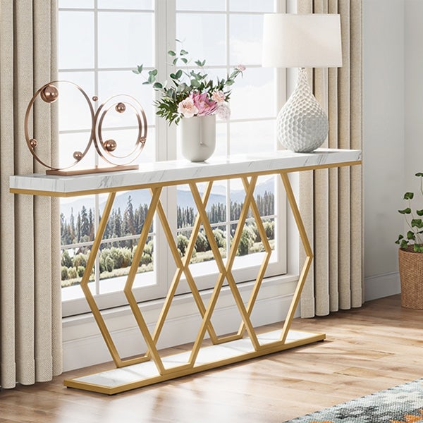 Modern Gold Console Table Sofa Table for Entrayway Living Room