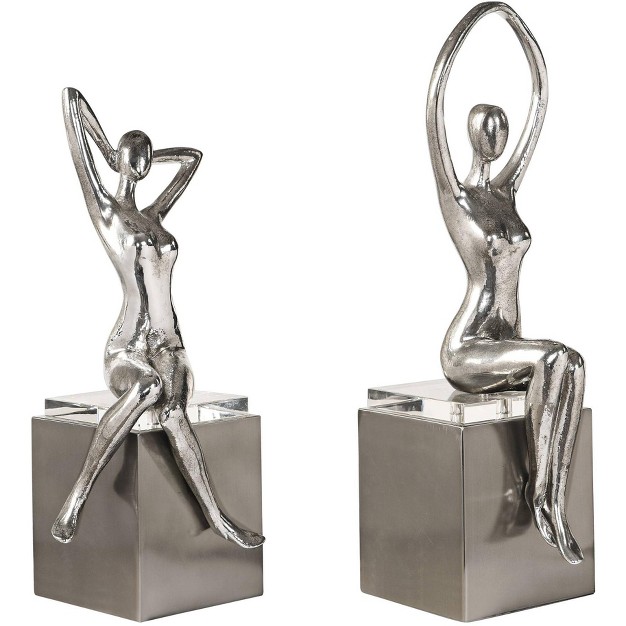 High Tarnished Silver 2 piece Statue Set