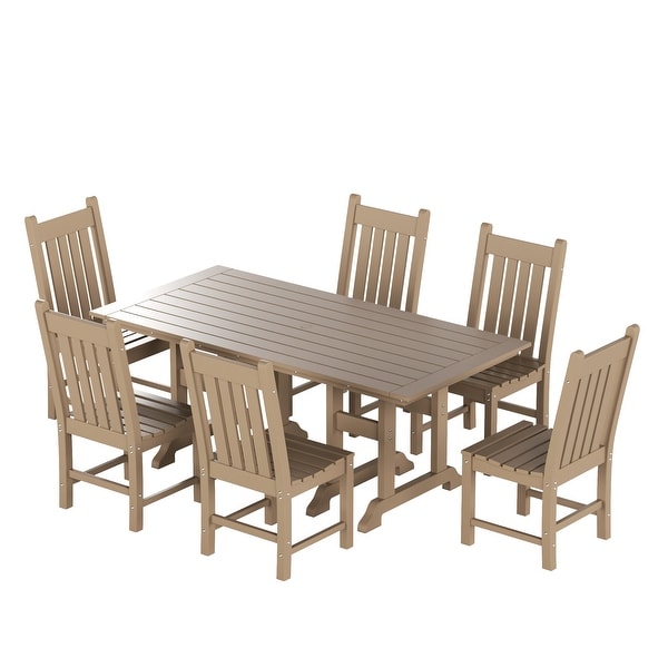 Polytrends Laguna Hdpe All Weather Outdoor Patio Dining Set with Rectangular Table，Armless Dining Chairs (7Piece Set)