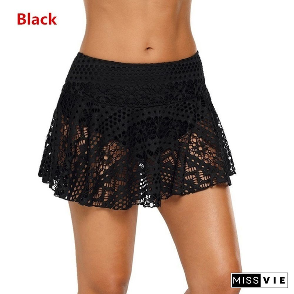 Summer Shorts Skirt Pantskirt Swimwear Solid Lace Women Bikini Bottom Swim Beach