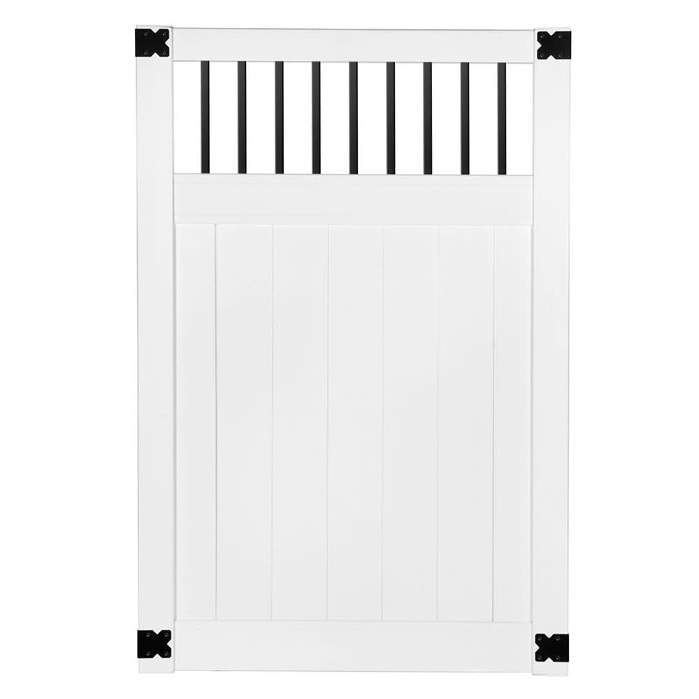 Outdoor Essentials Pro Series Lakewood 6x4 White Vinyl Baluster Top Privacy Fence Gate