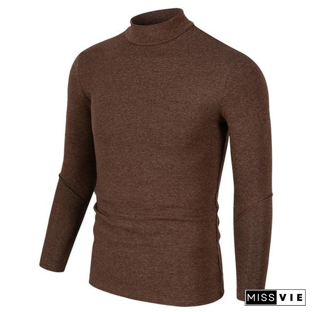 Half Turtleneck Men T-Shirt Casual Long Sleeve T Shirt Men Plus Size 6XL Fitness Tight Tee Shirt Men