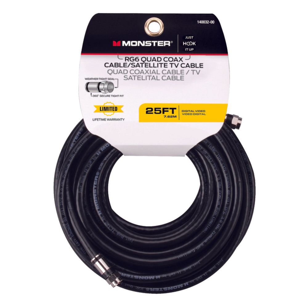 CABLE RG6 QUAD 25' BLACK