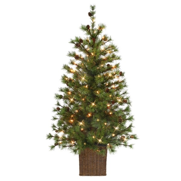 Puleo International 4 ft. PreLit Potted Artificial Christmas Tree