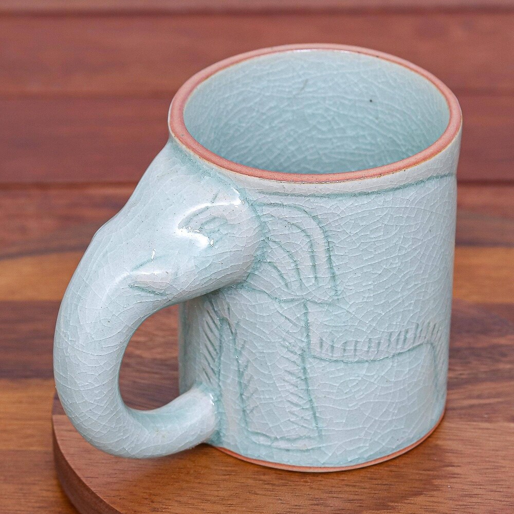 Novica Handmade Calming Cup Celadon Ceramic Mug