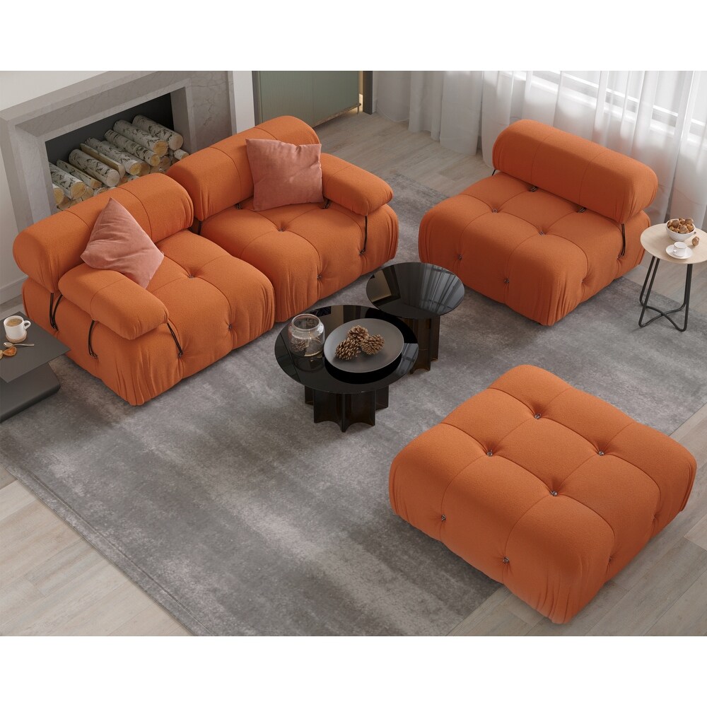 L shape Teddy Sectional Sofa Soft Couch