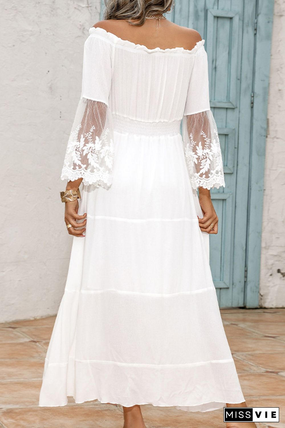 White Lace Bride Maxi Dress Wholesale