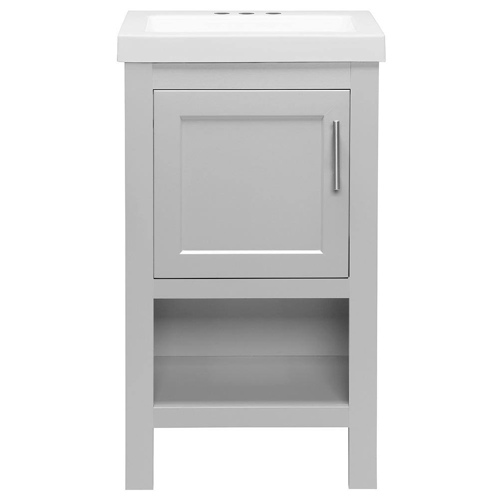 Glacier Bay Spa 18.5 in. W x 16.2 in. D x 33.8 in. H Freestanding Bath Vanity in Dove Gray with White Cultured Marble Top PPSPADVR18