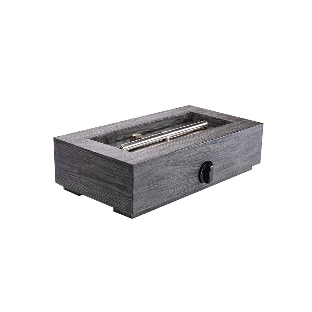 Hampton Bay 17.1 in. x 6.6 in. Rectangular Cement Gas Fire Pit Faux Wood Tabletop FP11053-A