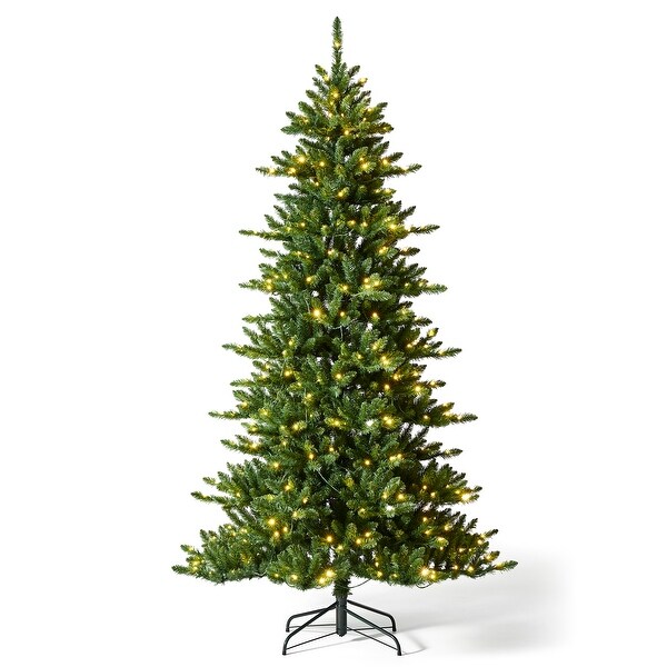 Glitzhome 7.5ft PreLit Green Slim Fir Christmas Tree with 400 LED Lights