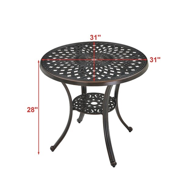 Patio Table Round Outdoor Coffee Table with Umbrella Hole