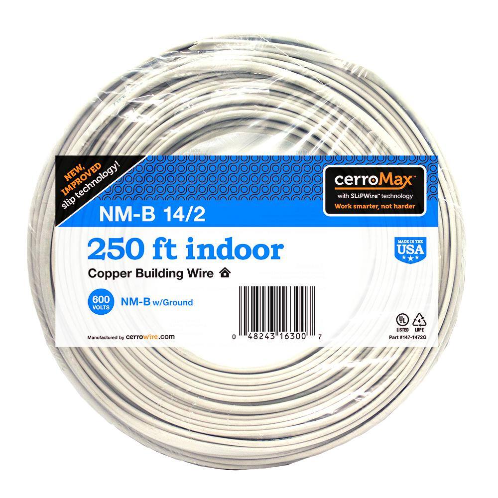 Cerrowire 250 ft. 142 White Solid CerroMax SLiPWire Copper NM-B Wire 147-1472G