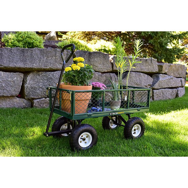 Gorilla Carts GOR400 400 Pounds Steel Mesh Garden Cart with 10-Inch Tires