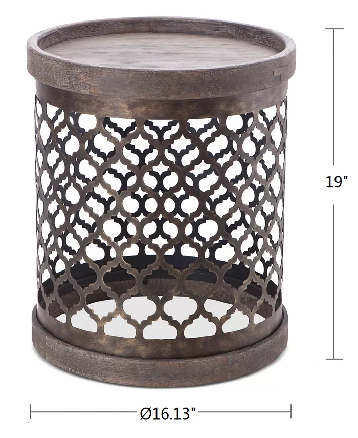 Furniture Cooper Metal Drum Accent Table