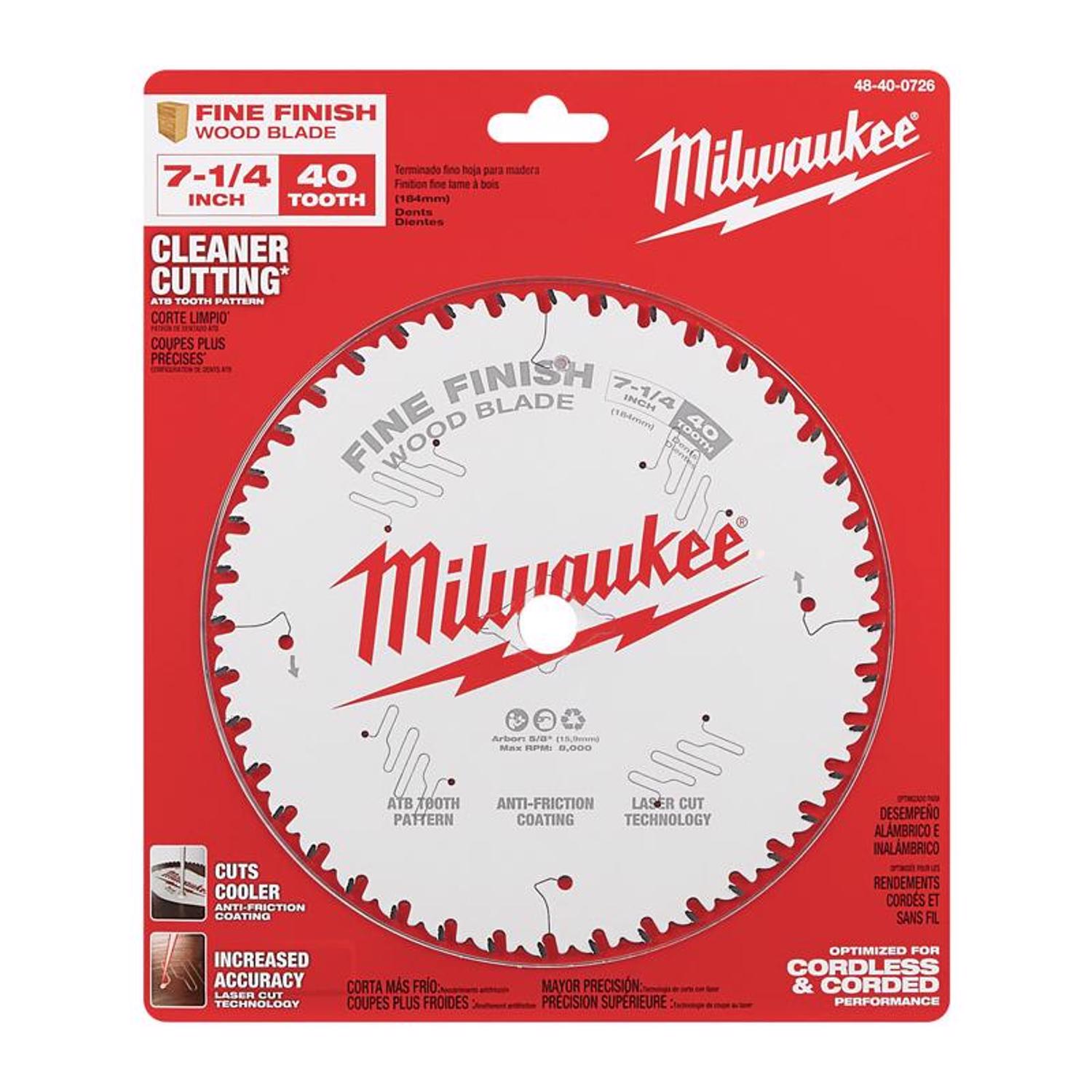 MW 7-1/4 in. D X 5/8 in. Fine Finish Tungsten Carbide Circular Saw Blade 40 teeth 1 pc