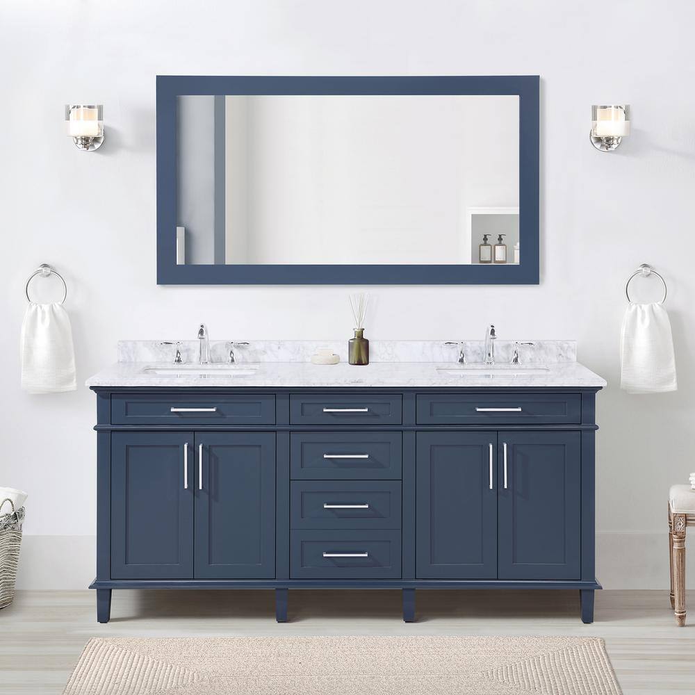 Home Decorators Collection Sonoma 60 in. W x 32 in. H Rectangular Framed Wall Bathroom Vanity Mirror in Midnight Blue Sonoma 60MR-MB