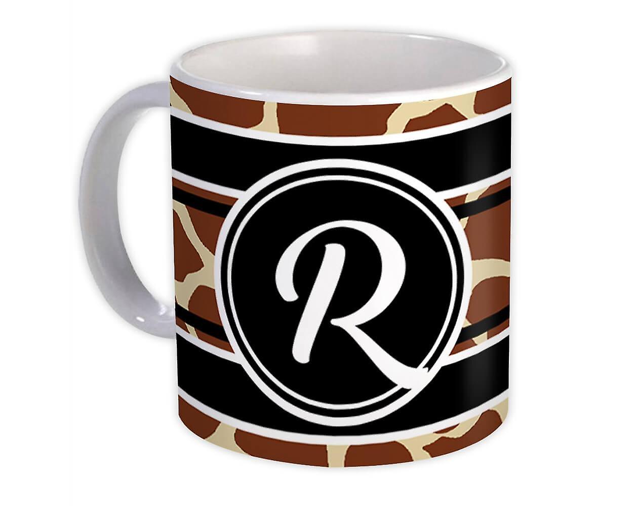 Gift Mug: Monogram Letter R Giraffe