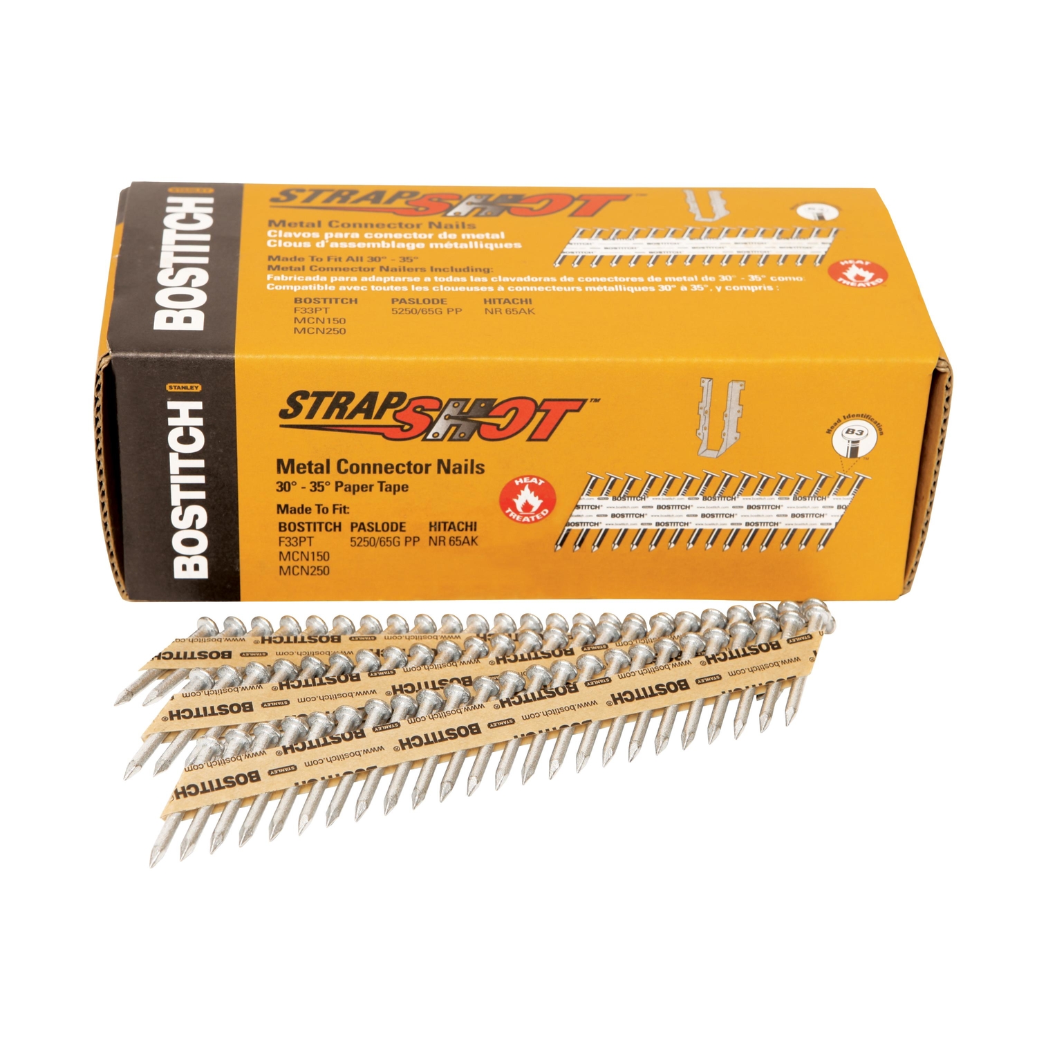 Bostitch StrapShot 1-1/2 in. 11 Ga. Straight Strip Galvanized Metal Connector Nails 35 deg 1000 pk